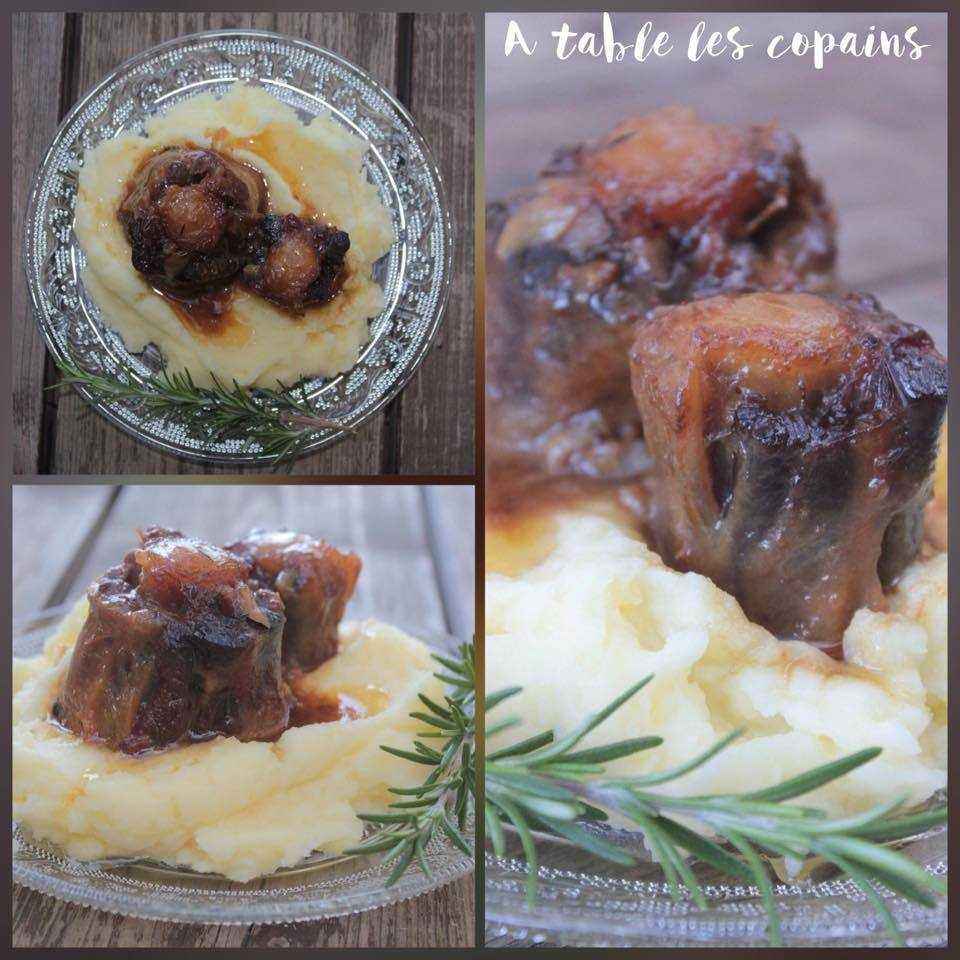 Queue de boeuf confite à la bière ambrée, purée de pomme de terre à l'ail et au petit lait.