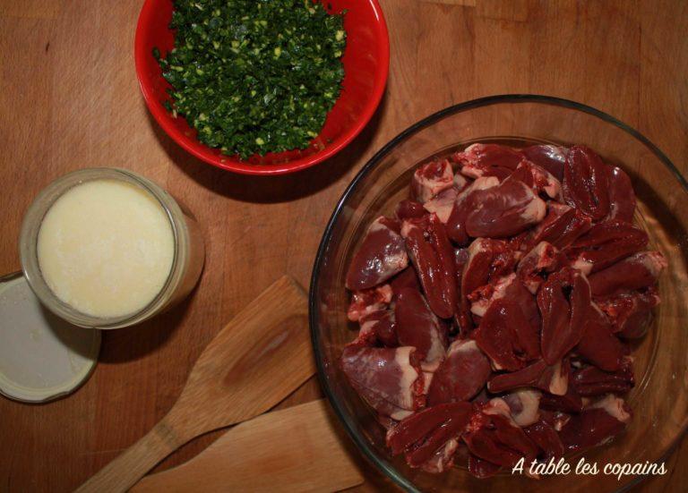 coeurs de canard en persillade – A table les copains